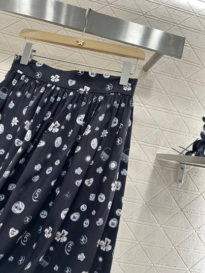 25 new summer printed high waist midi skirt