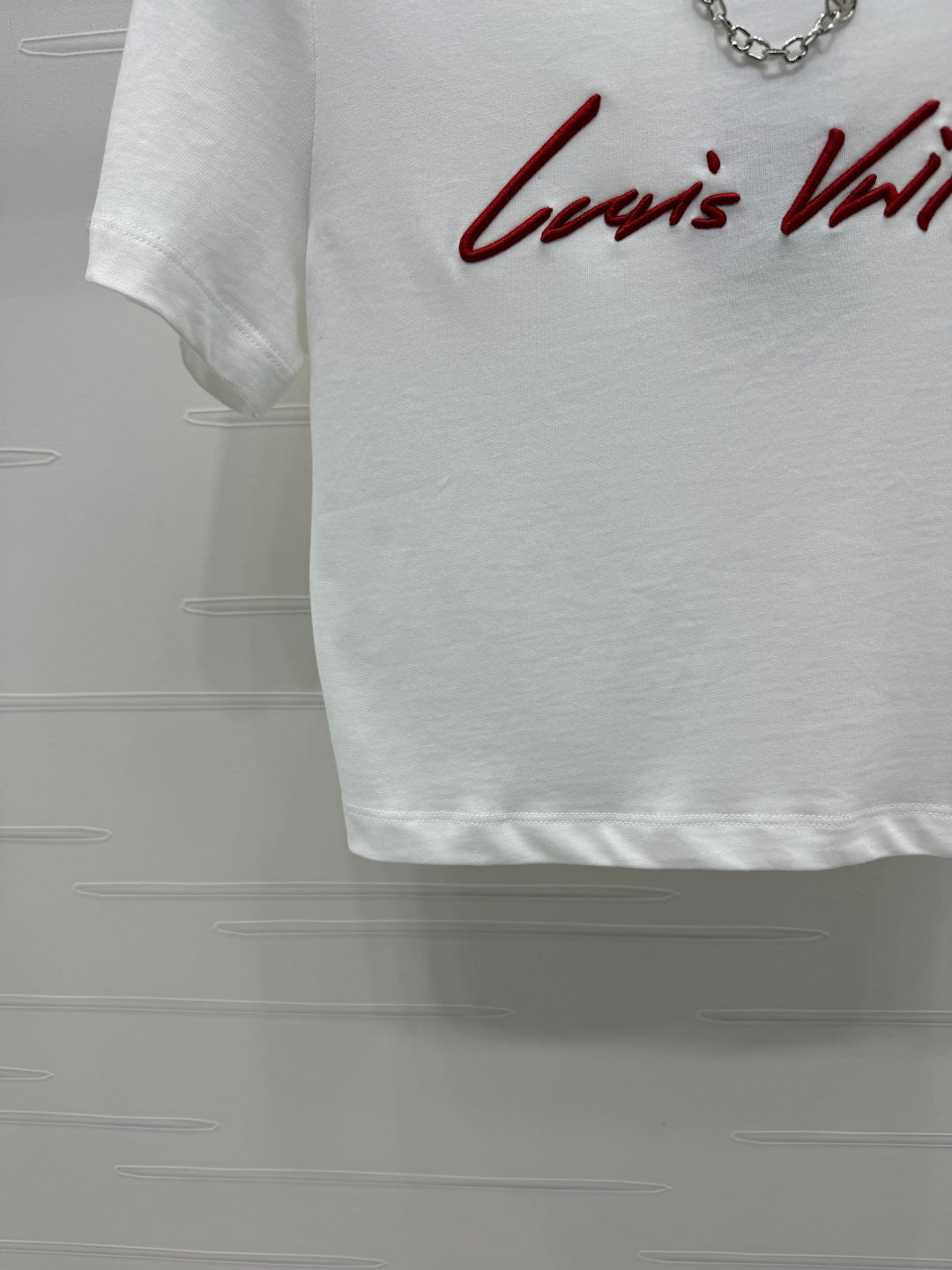 2025 Spring and Summer New Short Embroidered Letter Chain Short Sleeve T-shirt