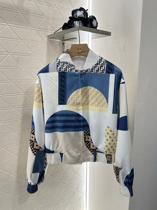 2025 Summer New Jacquard Contrast Color Flight Jacket