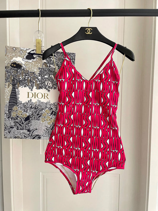 25 Summer New Print Fashion Sexy V-neck Suspender Top One-piece Swimsuit