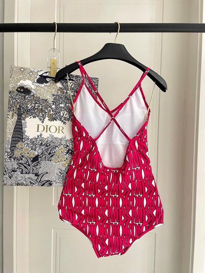 25 Summer New Print Fashion Sexy V-neck Suspender Top One-piece Swimsuit