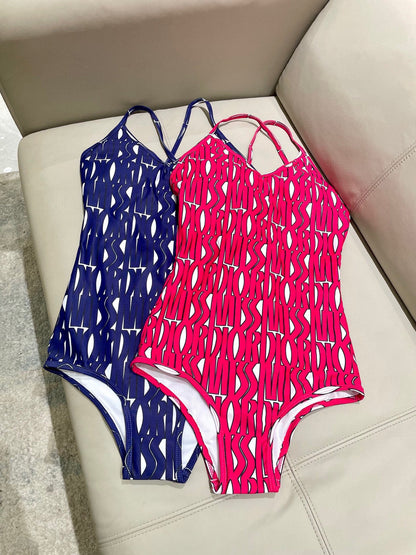 25 Summer New Print Fashion Sexy V-neck Suspender Top One-piece Swimsuit