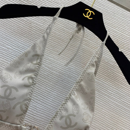 25 Summer New Double C Logo Printed Sexy Two-Piece Swimsuit (With Chest Pad)
