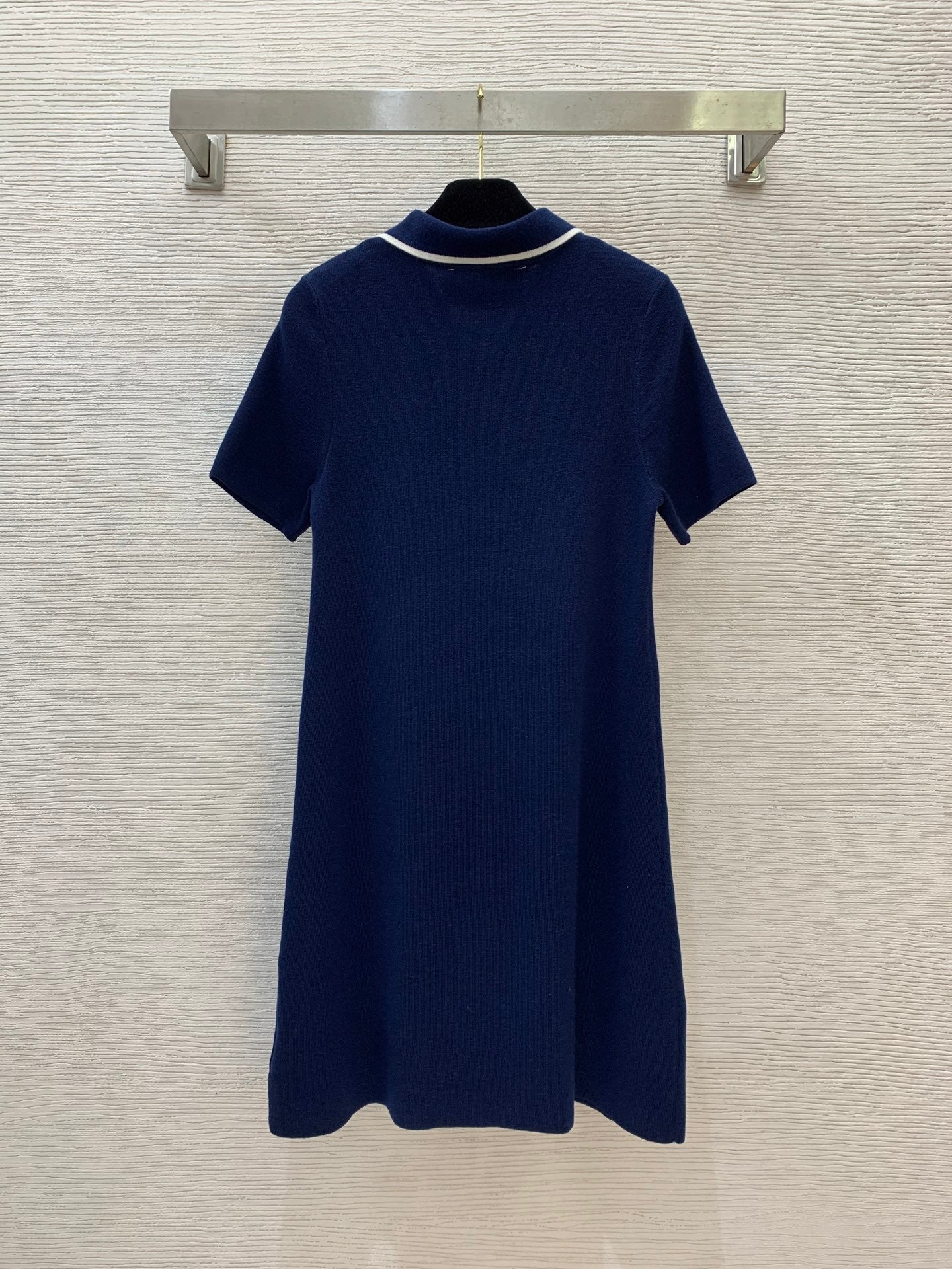 25 Summer new red cherry pendant knitted polo dress