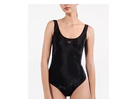 P 25 Glitter Black One Piece Swimsuit