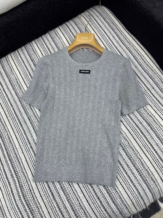 2025SS Spring and Summer New Round Neck Crochet Short Sleeves