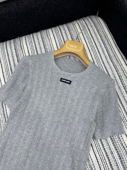 2025SS Spring and Summer New Round Neck Crochet Short Sleeves
