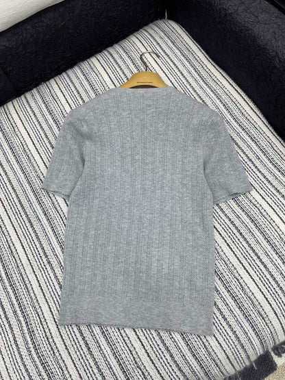 2025SS Spring and Summer New Round Neck Crochet Short Sleeves