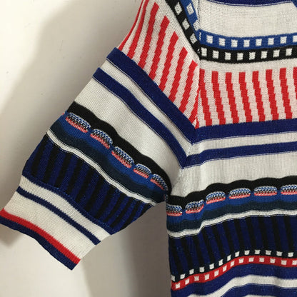 25 Summer New Contrast Striped Hip Slim Fit Knitted Short Sleeve Dress