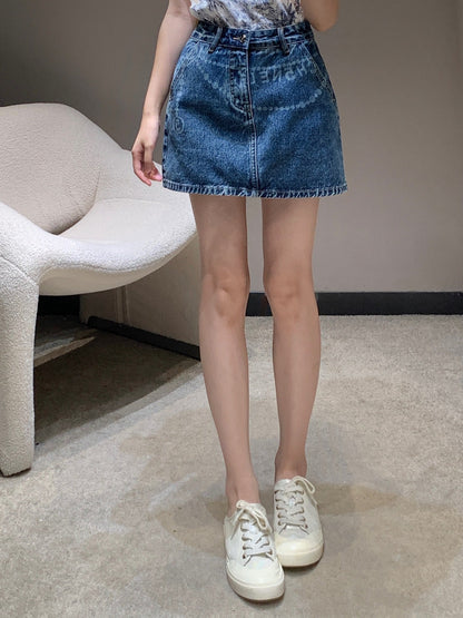 C 25 Printed Denim Half Skirt