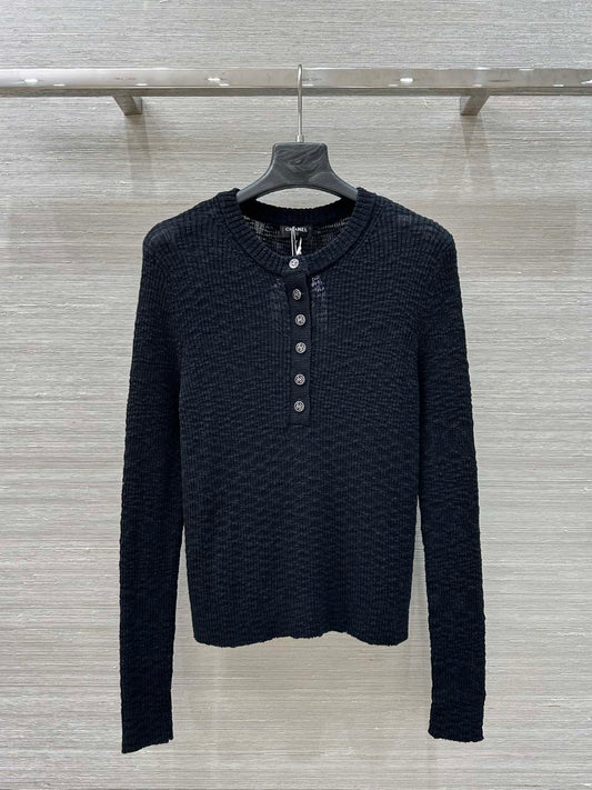 25ss Round neck knitted long sleeved top