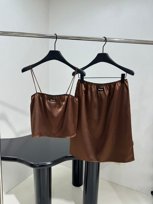 25 Summer new arrival satin camisole skirt suit
