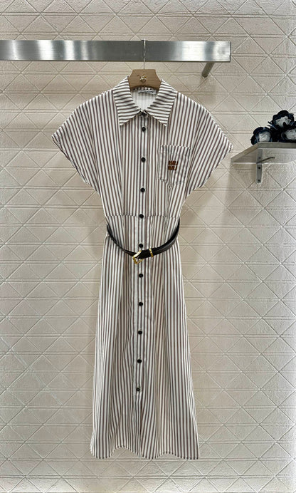 2025 Summer New Striped Belt Dress