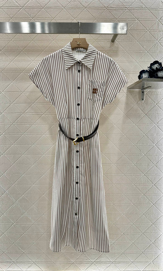 2025 Summer New Striped Belt Dress