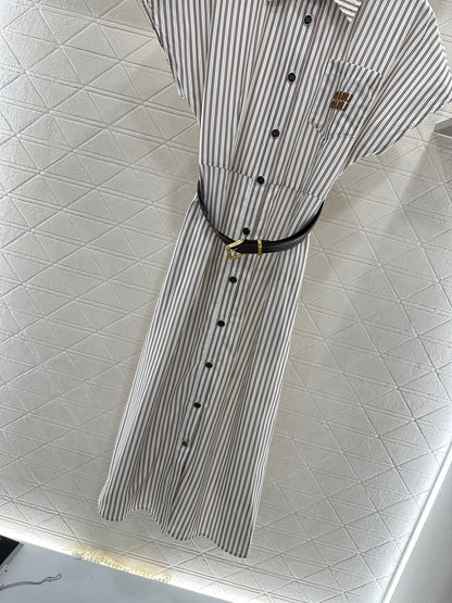 2025 Summer New Striped Belt Dress