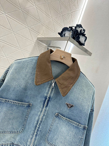 2025 Summer New Leather Denim Jacket