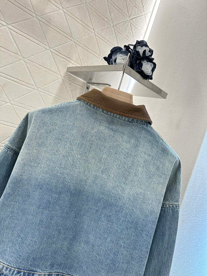 2025 Summer New Leather Denim Jacket