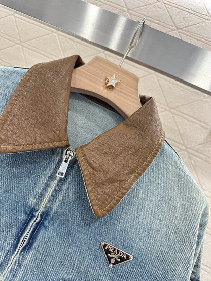 2025 Summer New Leather Denim Jacket