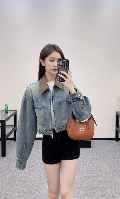 2025 Summer New Leather Denim Jacket
