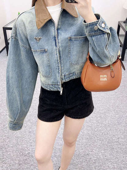 2025 Summer New Leather Denim Jacket