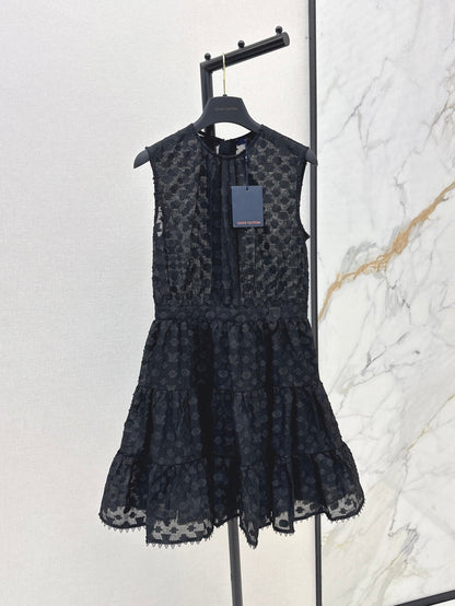25Ss Spring and Summer New Jacquard Micro-transparent Round Neck Sleeveless Dress