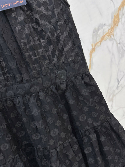 25Ss Spring and Summer New Jacquard Micro-transparent Round Neck Sleeveless Dress