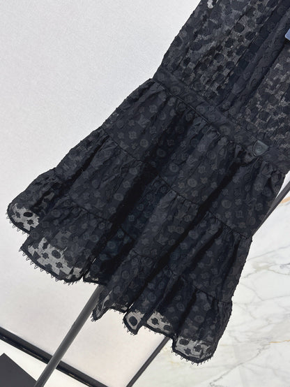 25Ss Spring and Summer New Jacquard Micro-transparent Round Neck Sleeveless Dress