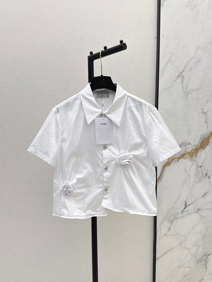 25 Spring and Summer Latest Three-Dimensional Flower Short-Sleeved Shirt