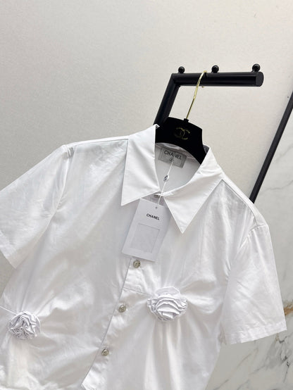25 Spring and Summer Latest Three-Dimensional Flower Short-Sleeved Shirt
