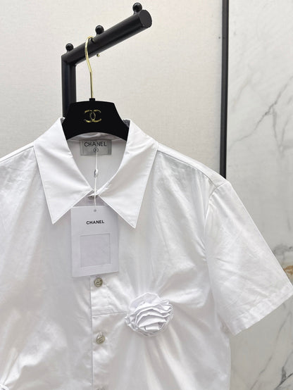 25 Spring and Summer Latest Three-Dimensional Flower Short-Sleeved Shirt