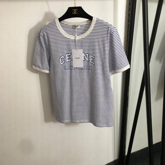 25 Summer new logo letter print striped short-sleeved T-shirt