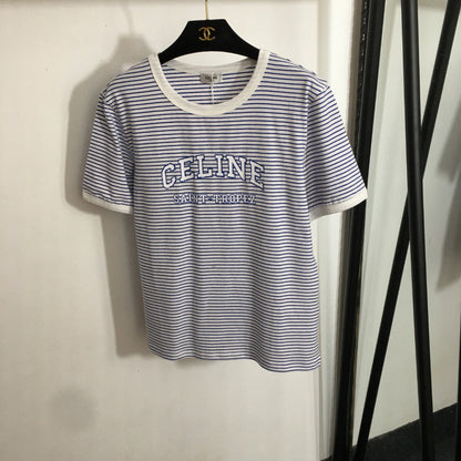 25 Summer new logo letter print striped short-sleeved T-shirt