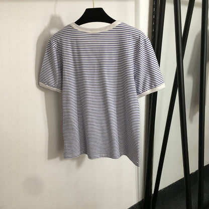 25 Summer new logo letter print striped short-sleeved T-shirt