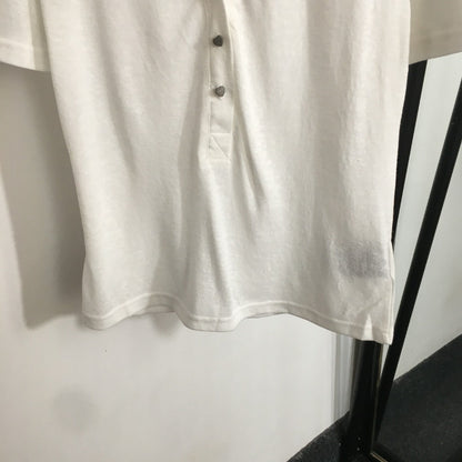 25 Summer new love button V-neck short-sleeved cotton T-shirt top