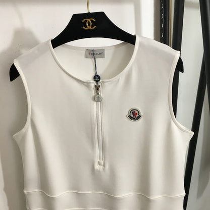 25 Summer New Embroidered Badge Zipper Dress