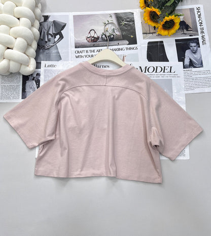 2025 new short pocket metal short-sleeved T-shirt with the same midi skirt