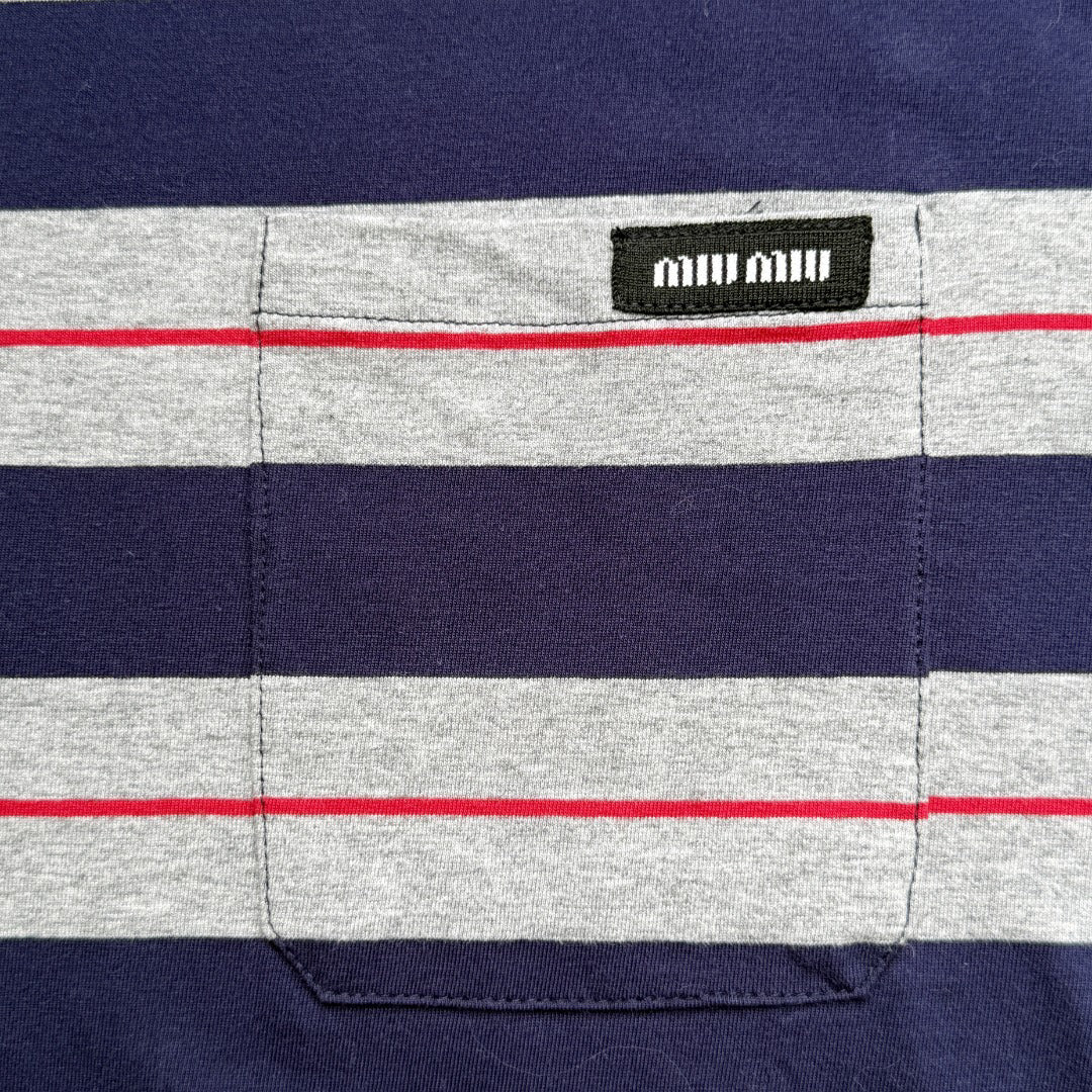 25ss Contrast striped long sleeved shirt
