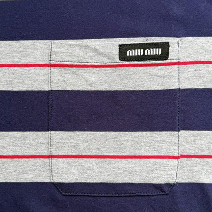 25ss Contrast striped long sleeved shirt