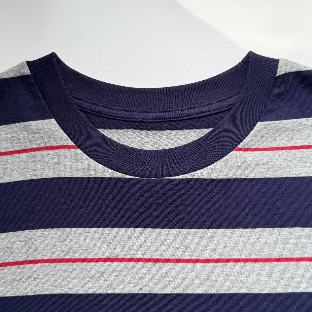 25ss Contrast striped long sleeved shirt