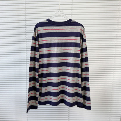 25ss Contrast striped long sleeved shirt