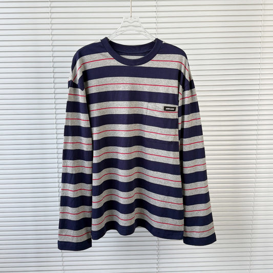 25ss Contrast striped long sleeved shirt