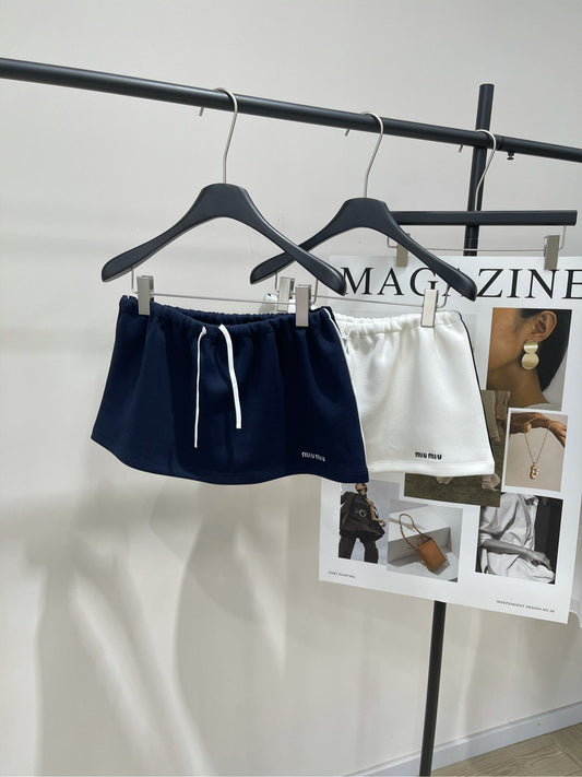 25ss Space cotton drawstring sports mini skirt