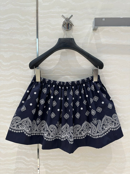 25ss Vacation style, elastic waist, short skirt