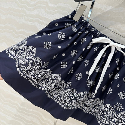 25ss Vacation style, elastic waist, short skirt