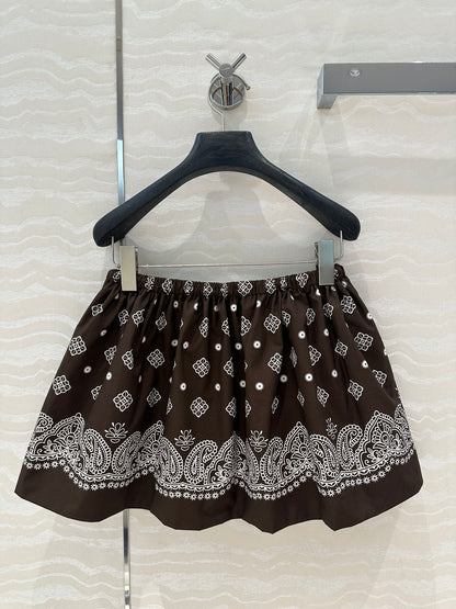 25ss Vacation style, elastic waist, short skirt