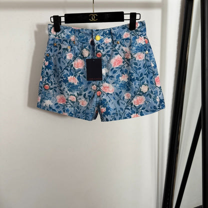 25 new summer pink flower print shorts