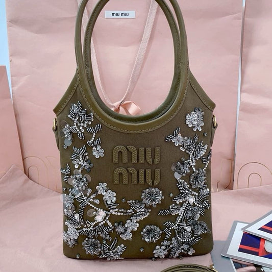 25ss New nail bead embroidery ivy bag