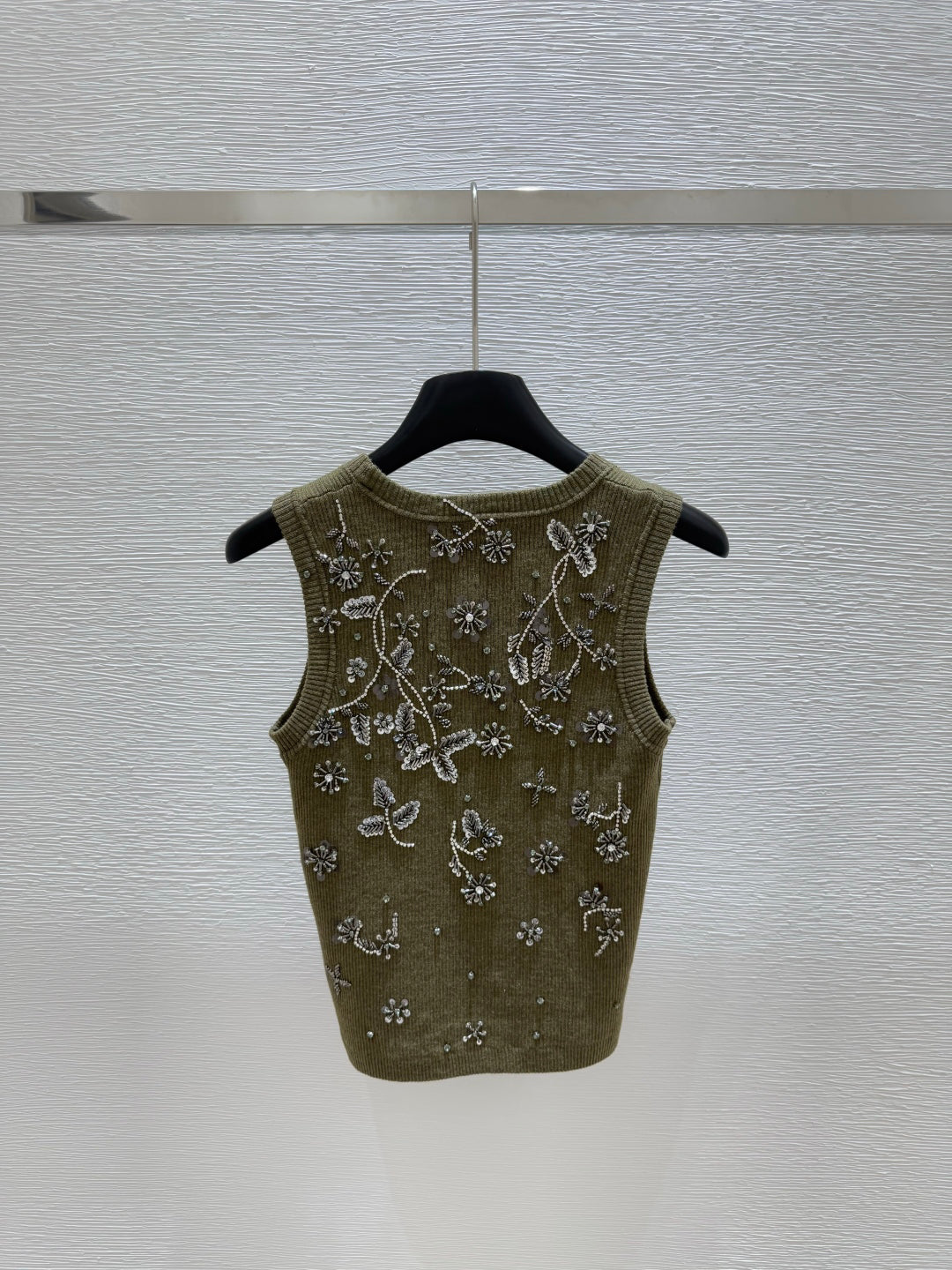 25ss Heavy industry nail bead rhinestone knitted vest
