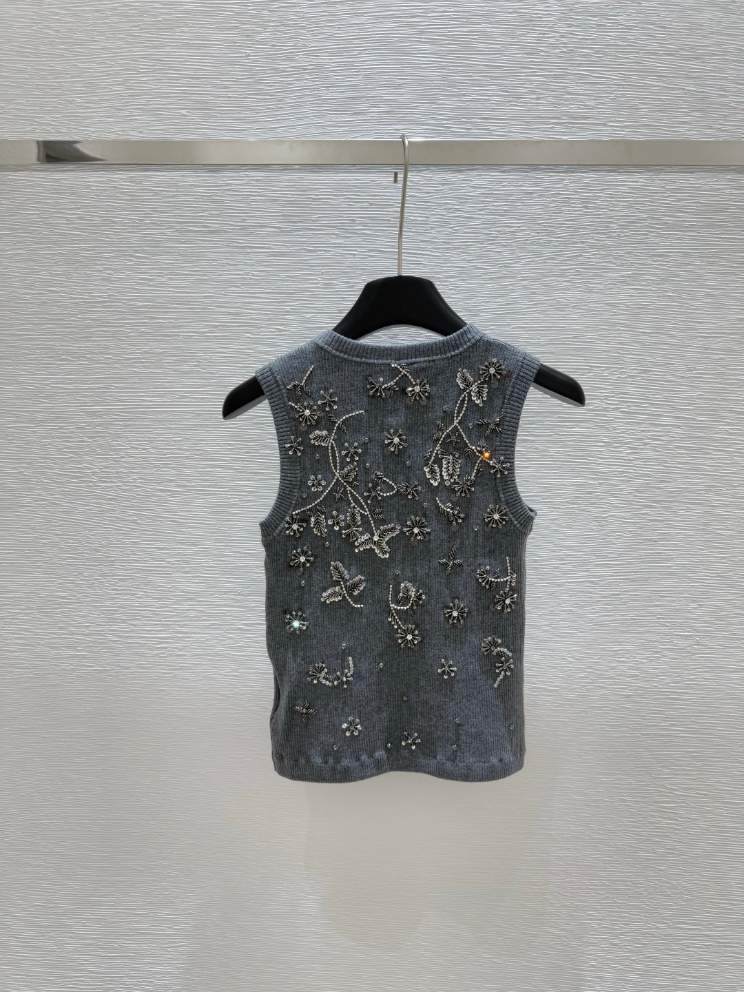 25ss Heavy industry nail bead rhinestone knitted vest