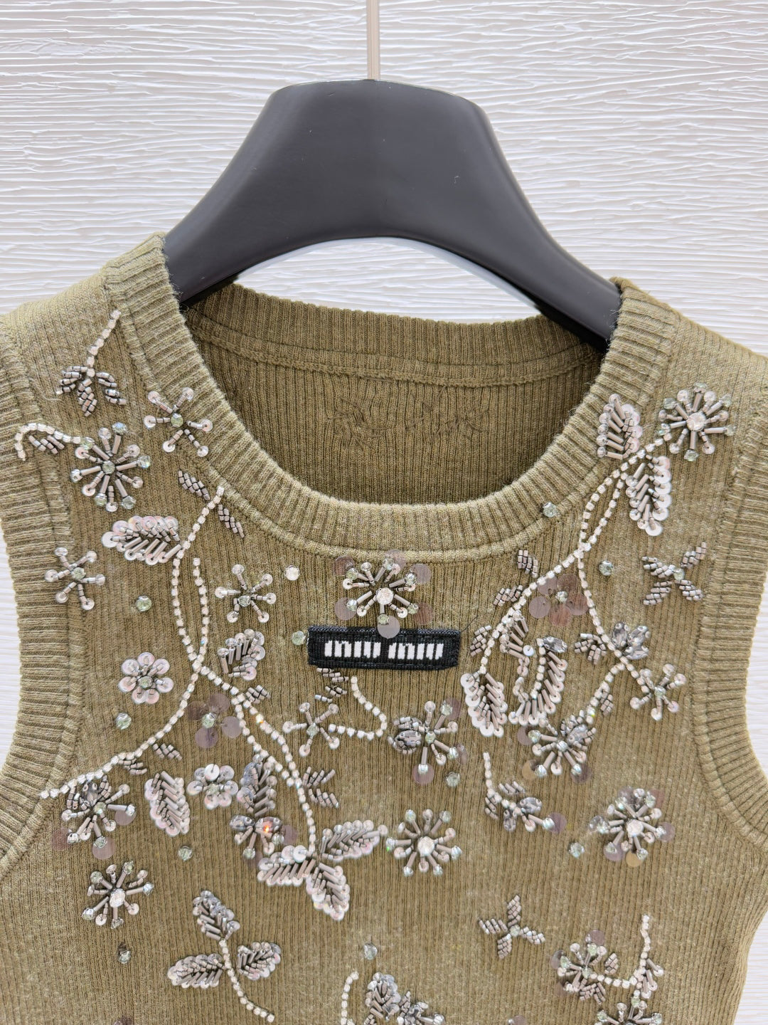 25ss Heavy industry nail bead rhinestone knitted vest